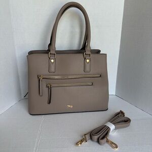 Mathew + Julian || beige EUC satchel / cross body Gold Accents